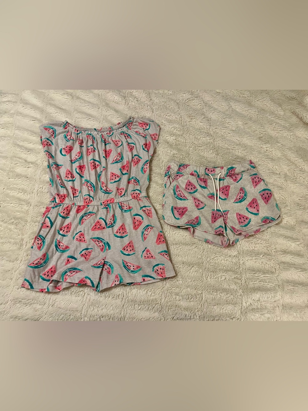 Old Navy Watermelon Print Romper & Shorts Set Girls’ Size Large (10-12)